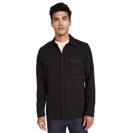 Faherty Men's Legend Sweater Shirt, Heathered Black Twill, XXL