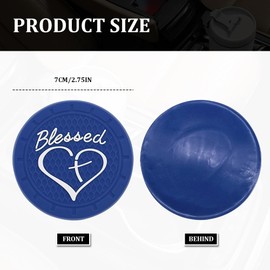 Lyxheth 2PCS Car Cup Holder Coaster, Cup Holder Insert, 2.75 Inch Anti Slip Shockproof Embedded Drink Mat, Blessed Cross and Heart Christian Auto Drink Cup Mat Car Accessories Fit Cars (Blue)