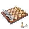 ELONGDI 16.5" Wooden Chess Set with Weighted Acrylic Chess Pieces,Folding