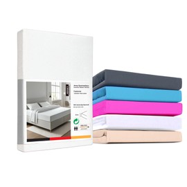 UNIVERSEL Cotton & Jersey Fitted Sheet - Premium Comfort for Any Mattress Size (90 x 200 cm, 140 x 200 cm, 180 x 200 cm) (White, 140 x 200 x 30)