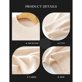 Ciovkis Women's Merino Wool Blend Sweater Fall Winter Mock Neck Long Sleeve First-Line Ready to Wear Seamless Knit Sweater (Beige,L)