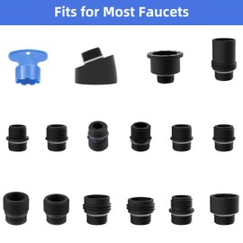 iFealClear Pull Down Kitchen Faucet Head Replacement Compatible with Moen, American Standard, Delta, Faucets, 3 Function Faucet Head Sprayer Nozzle for Kitchen Sink, 15 Adapters, Matte Black