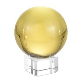 PATIKIL 50mm Crystal Ball 1 Set K9 Crystal Ball Decorative Ball with Gift Box and Crystal Stand for Photography Office Decoration Yellow