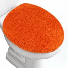 Baahrnom Luxury Soft Microfiber Toilet Lid Cover Machine Washable Solid Toilet Seat Cover 17.5" x 15" Adjustable Rubber Backing Fits Most 16-17.5" L x 14-16" W Round Oblong and Elongated Toilet Seat