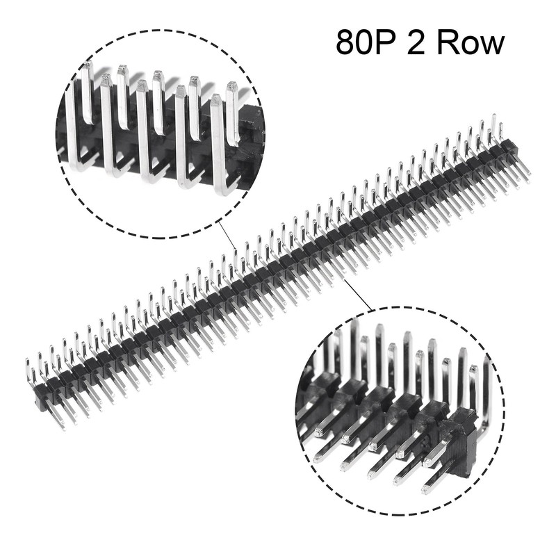sourcing map Right Angle Header Pin 80P 2 Row 2.54mm