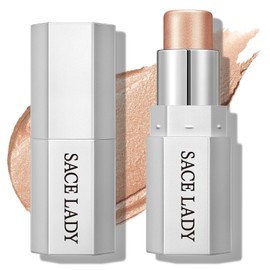 SACE LADY Highlighter Makeup Stick, Cream Glow Shimmer for a Radiant Finish, Easy to Blend & Long-Lasting Highlight Make Up for Face Eyes Lips (02 Sunset Glow, 1pc)