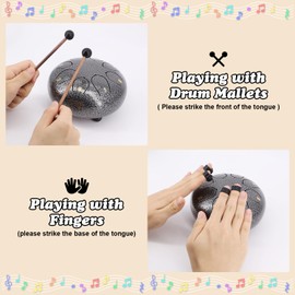 Rain Drum for Garden Steel Tongue Drum Rain Music Chakradrum Outside Chime Rhythm Instruments for Drums 6 Inch 8 Notes Cha-Kra Drum for Rain Outdoor（Silver Gray）