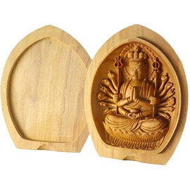白檀 香合 Buddha Good Luck Zodiac Please 守本尊 (Child (Rat) A Perfect Gift Hand Avalokitesvara)