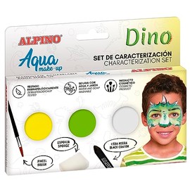 Alpino Aqua Make Up Dinosaur Set | Water Based Face and Body Makeup | Ideal for Costumes for Children and Adults | Water Based Paint for Leisure and Semi-Professional Use