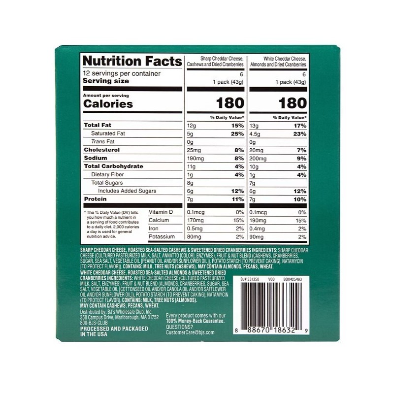 Wellsley Farms Cheese Fruit & Nut Snack Packs, 12 pk.