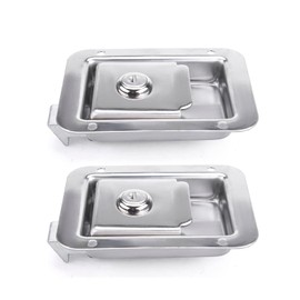 5.5"X4.3" RV Truck Door Tool Box Lock Standard Flush Latch with Gasket, Stainless Steel Paddle Handle Locking Latch with Keys for Caravan Truck Camp Motorhome Patrol Car (2PCS)