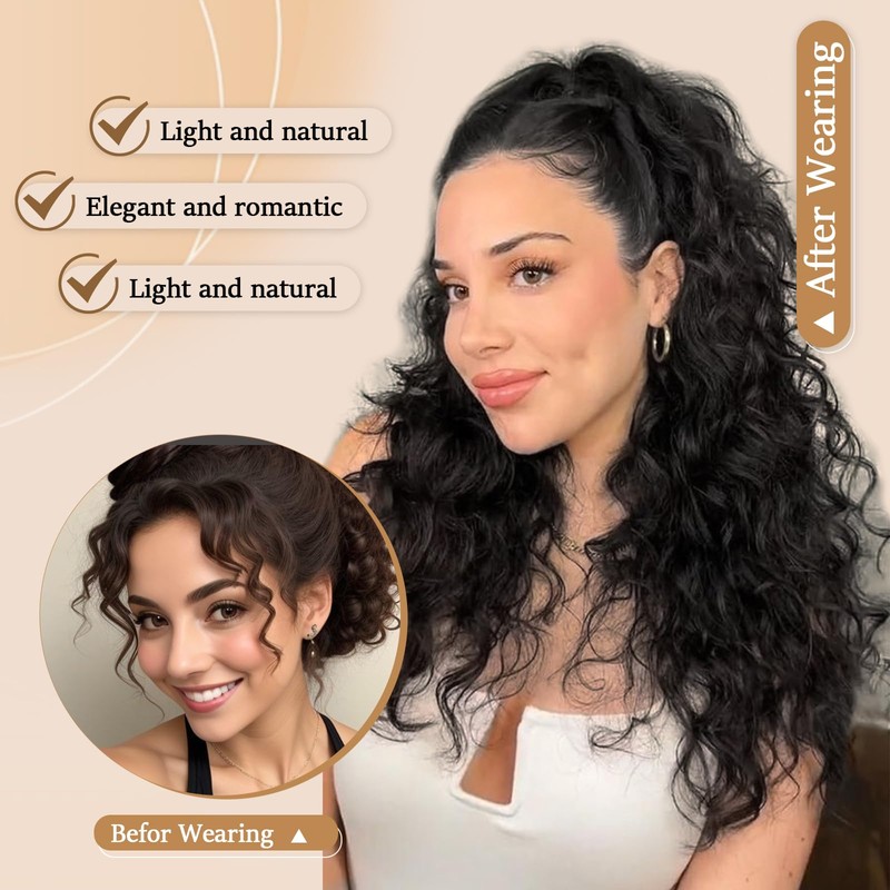 Curly Ponytail Extensions with Drawstring for Black Women Curly Clip