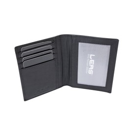 ID Card Holder Credit Card Folder ID Folder Thin with RFID Protection Vehicle Registration Folder Car Folder Flat with RFID Film LEAS in Genuine Leather, Black, black, Classic