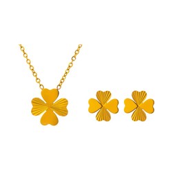 KBRPEY Four Leaf Lucky Clover Jewellery Set for Women Clover Necklace Earrings Set Stainless Steel Stud Earrings Pendant Lucky Charm Necklace for Mum Grandma Women Girlfriend, 100% stainless steel