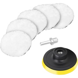 Geliking 7 Pcs Wool Polishing Buffing Pad, 3 Inch Polishing Buffer Pads with M10 Drill Adapter Drill Buffer Attachment Car Buffer Polisher Kit for Car Polisher, Waxing, and More