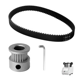3D Printer Timing Belt, Aluminum Alloy with 20 Tooth Synchronization Wheel with 8mm Inner Diameter, 180mm Long 6mm Wide Belt, for Food Processing Machines (Silver, Black)