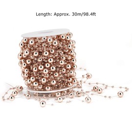 98.4 pies cadena de perlas imitación de ABS de oro rosa, perlas de imitación, guirnalda de perlas, rollo perlas, guirnalda de fiesta, centros mesa para bodas, ramo de novia, manualidades,