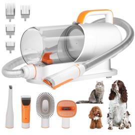 PAWING Pet Grooming Kit with Vacuum, All-in-1 Professional Deshedding Tools for Dogs & Cats - Low Noise Dogs Vacuum Cleaner with 2L Large Capacity Dust Cup for Shedding Pet Hair