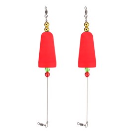 PATIKIL Fishing Floats Rigs 9.8 Inch, 2 Pack Conical Fishing Bobbers Popping Corks Float Weighted Bobbers Fishing Tackle with Copper Beads for Saltwater Freshwater Fishing Tackle, Red
