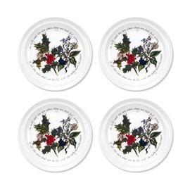 Portmeirion Holly and Ivy 6-inch Bread and Butter Plate (Set of 4) - Earthenware Side Plates, Holly Design - Festive Christmas Tableware - Microwave, Oven, Freezer, Dishwasher Safe - Holiday Dishware