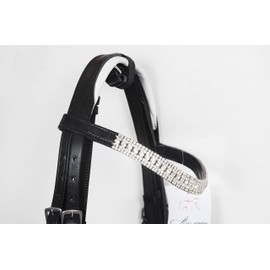 Aces Equine DRESSAGE BLING SHOW BRIDLE DIAMOND BROWBAND BLACK IN X-FULL, FULL, COB, PONY (Full)
