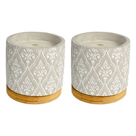 Bourbon Royalty Classic Damask Pattern Large 16 Ounce Stone/Wax Scented Votive Jar Candle for Home or Office, Bayou Blossom, 2 Pack