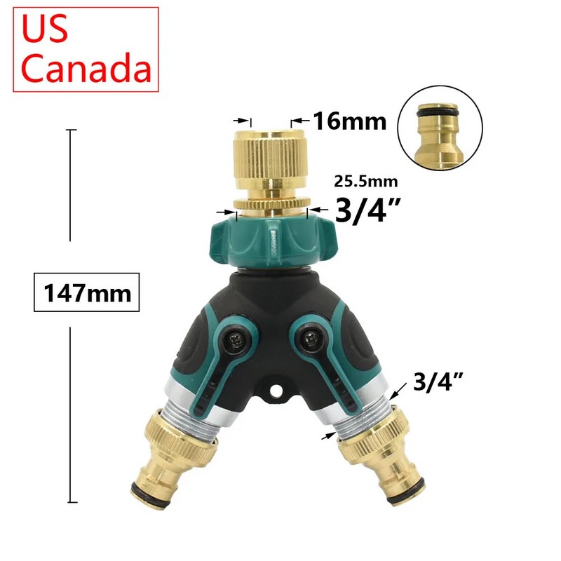 Water Control 2-Way Garden Hose Splitter for Outdoor Faucets –