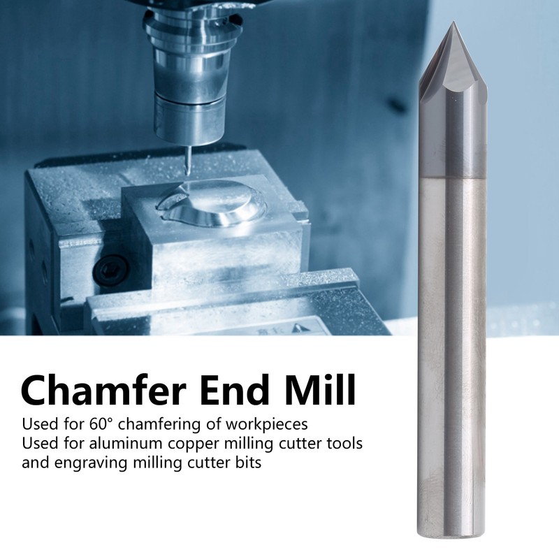 Chamfer End Mill 3 Flute 60° Milling Cutter Tungsten Steel