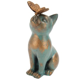 Hztyyier Cat Figurine Exquisite Details Retro Style Mottled Texture Sturdy Resin Sitting Cat Statue Garden Office Patio