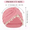 Bohend Rhinestone Turban Cap Women Glitter Pearl Tassel Beanie Wide