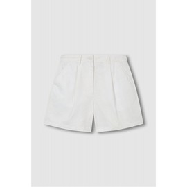 JAJU [JAJU] Soft Linen Blend Half Pants_White