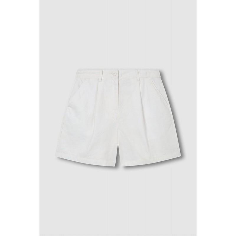 JAJU [JAJU] Soft Linen Blend Half Pants_White