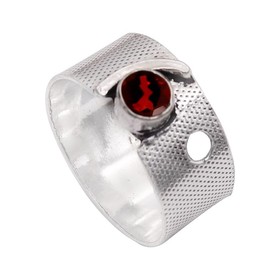 JEWELSTREZORO Granat Edelstein-für Herren und Damen, alle Größen, 925er-Sterling Silber Band Ring, handgefertigter Geschenkartikel, Schmuck TSR1005AB_2 (48 (15.3))