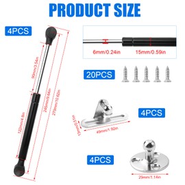 Gas Pressure Damper 200N, 4 Pieces Hydraulic Gas Strut, Flap Fitting, Gas Struts, Gas Struts, Gas Damper Damper, Shock Absorber Kitchen Cabinet, for Door Cabinets, Kitchen Cabinets, Bookcases