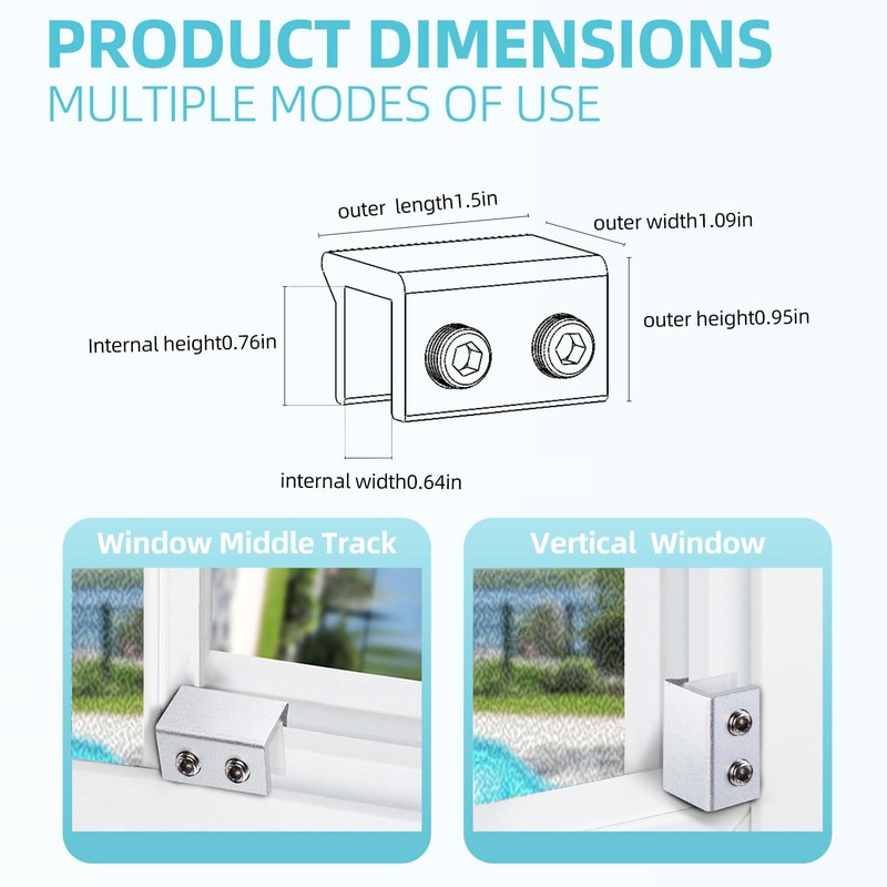 PINGXNG Window Locks,4 Sets,Alu Alloy material Window Lock for Vertical&Horizontal
