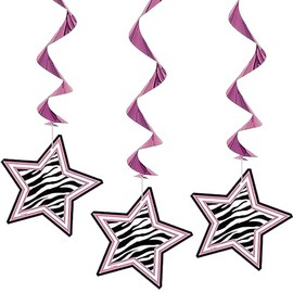 Zebra Passion Pink Hanging Swirl Hanging Decorations (26", 3ct) - Eye-catching Pink Foil & Paper Party Decor - Ideal for Birthdays, Bachelorette & Girly Celebrations