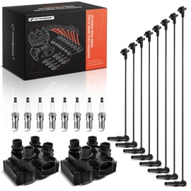 A-Premium 2 Ignition Coils with 8 Spark plug Wires and 8 Iridium Spark Plugs Compatible with Ford F-150, F-250, E-150 Econoline, Crown Victoria, Expedition & Lincoln Town Car, 1996-1999, V8 4.6L