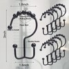 Shower Curtain Hooks,Double Sided Black Shower Curtain Hooks Rust Proof,Set