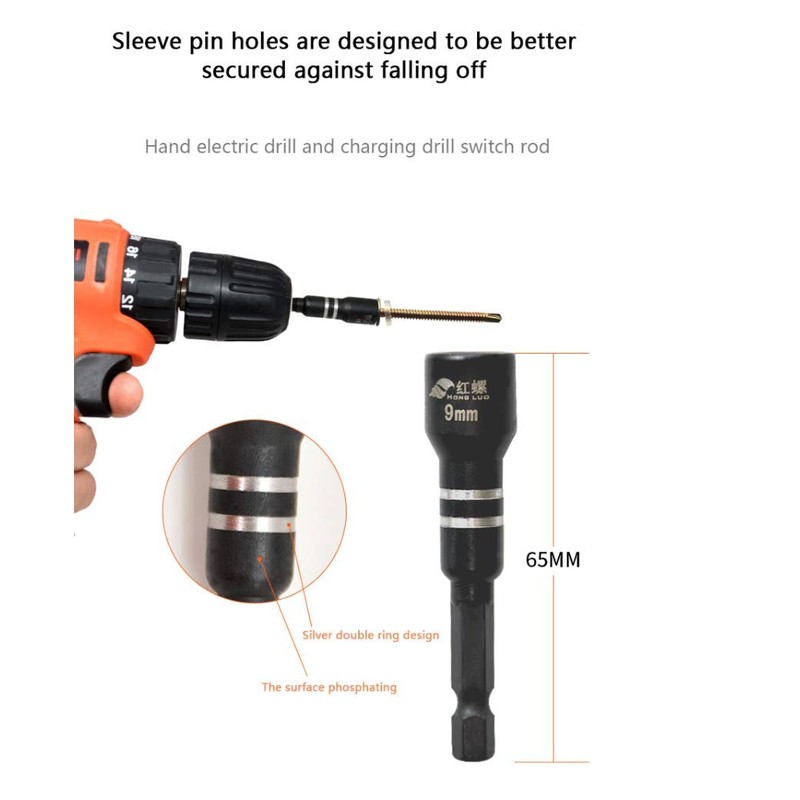 6-14mm Hex Shank Magnetic Nut Setter Driver, Drill Bit Set