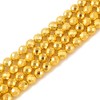 JM Design Titanium Gold Hematite Faceted Round Beads Size 6mm