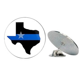 NYC Jewelers Texas Shaped Thin Blue Line (Police cop Officer Dallas TX) Metal 0.75" Lapel Hat Pin Tie Tack Pinback