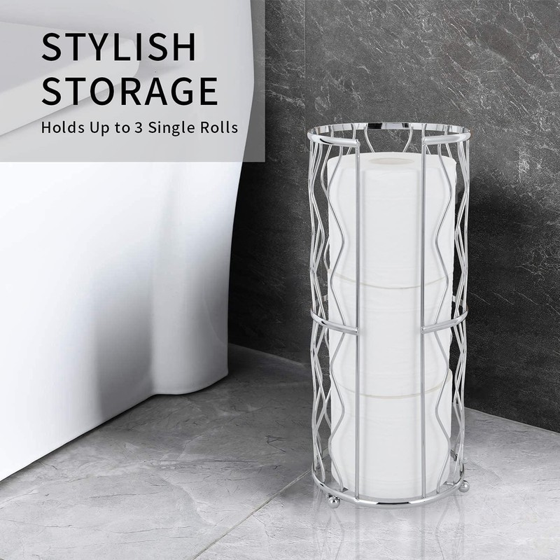Megier Decorative Metal Standing Toilet Tissue Holder for Bathroom/Powder Room,
