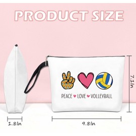 Volleyball Lover Makeup Bag, Birthday Friendship Gifts for Daughter Sister Women, Peace Love Volleyball, Volleyball Coach Gift, Volleyball Player Cosmetic Bag, Travel Makeup Bag Zipper Pouch - HZT31