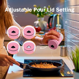 Pink Salt and Pepper Shakers Set, Cute Farmhouse Kitchen Decor for Home Restaurants Wedding, 4.5 oz Glass Salt Shaker with Adjustable Pour Holes