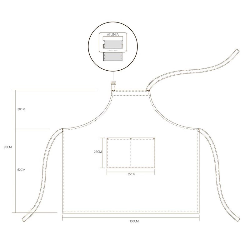 ATLINIA 100% Linen Adjustable Apron with Button Kitchen Apron for