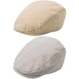 Happy Cherry Baby Children's Flat Cap Boys Flat Cap Peaked Cap Beret Hat Beret Photography Prop, Khaki + Light Grey