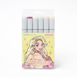 Copic x Julia Gisella Artist Marker Set of 6 Alcohol Markers, Special Collaboration Edition, Soft Blend