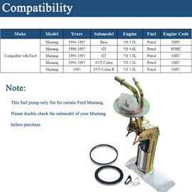 Bomba de combustible eléctrica para Ford Mustang 1994-1997 3.8L 4.6L 5.0L 5.8L 5.8L