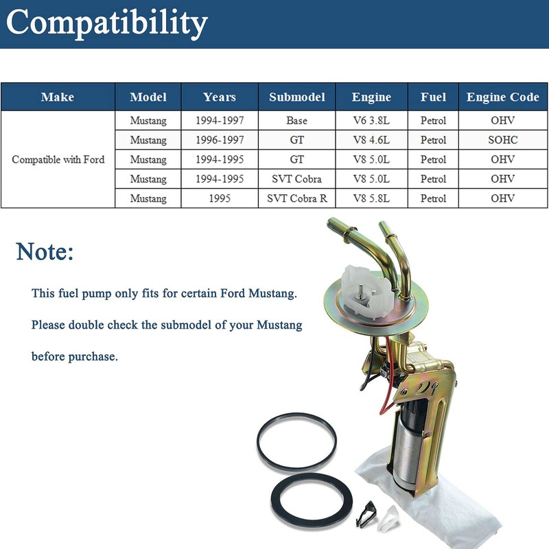 Bomba de combustible eléctrica para Ford Mustang 1994-1997 3.8L 4.6L