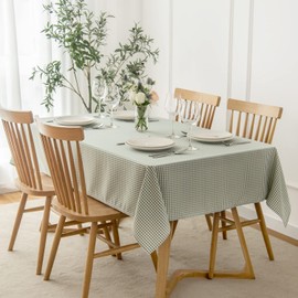 maxmill Checkered Square Tablecloth Waterproof Spillproof Wrinkle Resistant Heavy Weight Soft Gingham Dining Room, Kitchen Table Cloth for Picnic Dinner and Party, 60 x 60 Inch Sage White